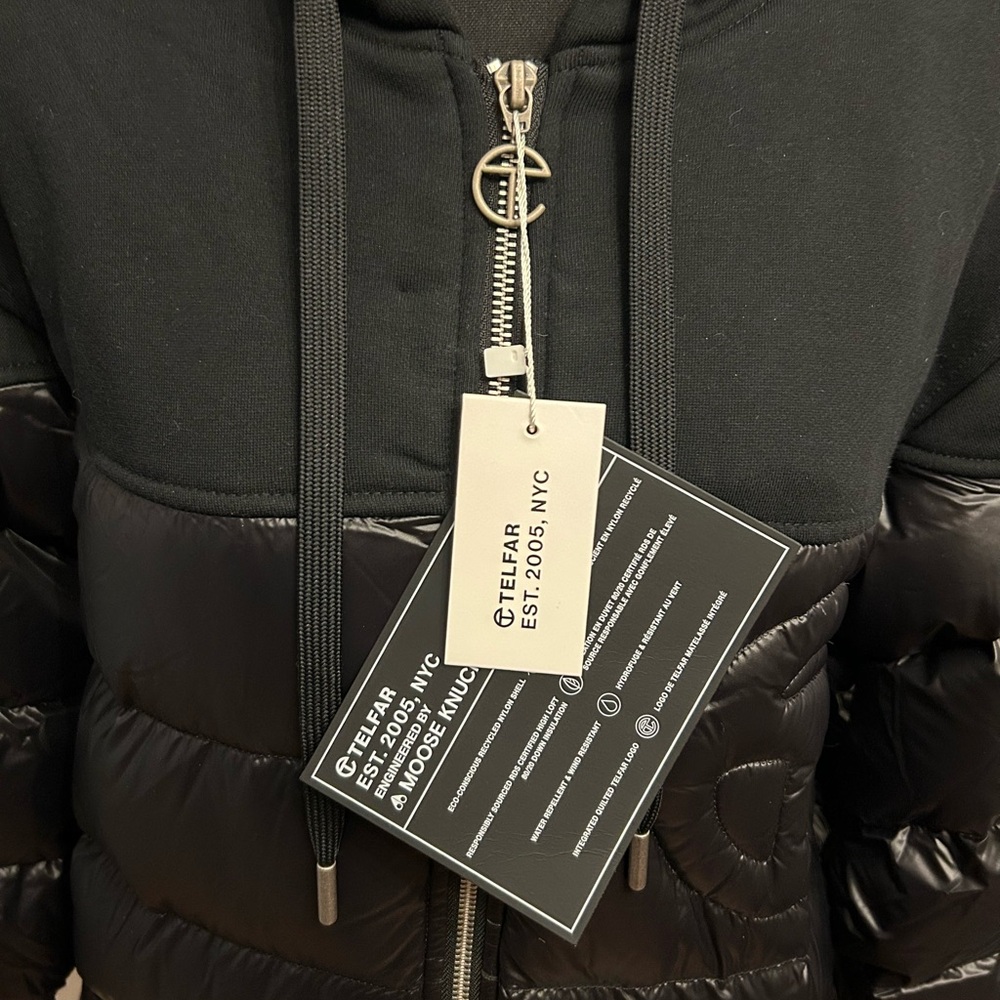 BNWT TELFAR x Moose Knuckles Black Puff Hoodie Coat, size unisex XS/S - Picture 7 of 9